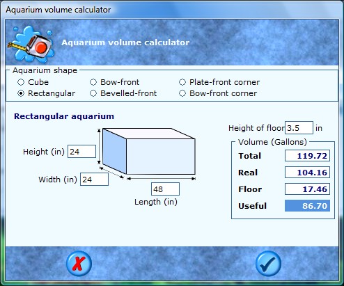 Aquarium volume calculator
