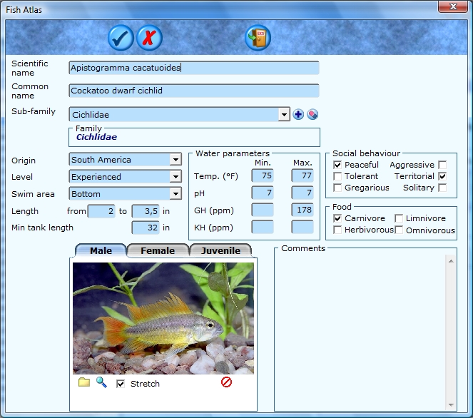 Customize the fish database